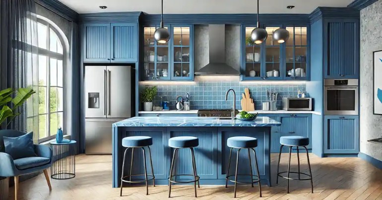 10 Idea Warna Table Top Dapur Terkini 2024 6 Biru