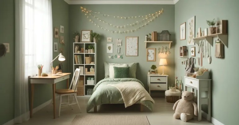 15 Idea Warna Cat Bilik Tidur Perempuan Terkini 2024 6 Hijau Pucat