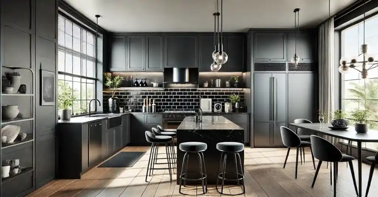 10 Idea Warna Table Top Dapur Terkini 2024 4 Hitam