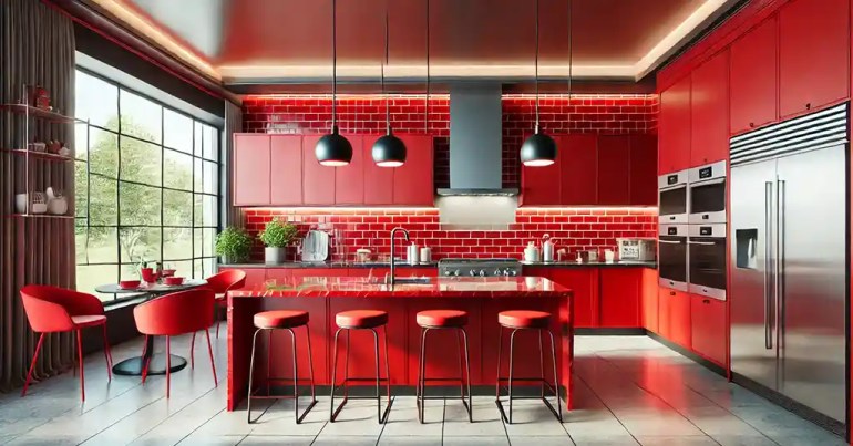 10 Idea Warna Table Top Dapur Terkini 2024 8 Merah