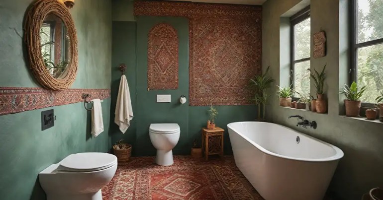 25 Design Bilik Mandi dan Tandas 2024 10 Bohemian 2