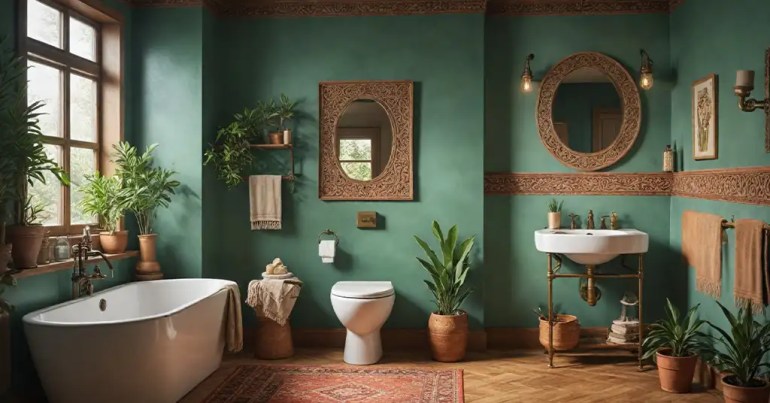 25 Design Bilik Mandi dan Tandas 2024 13 Bohemian 5