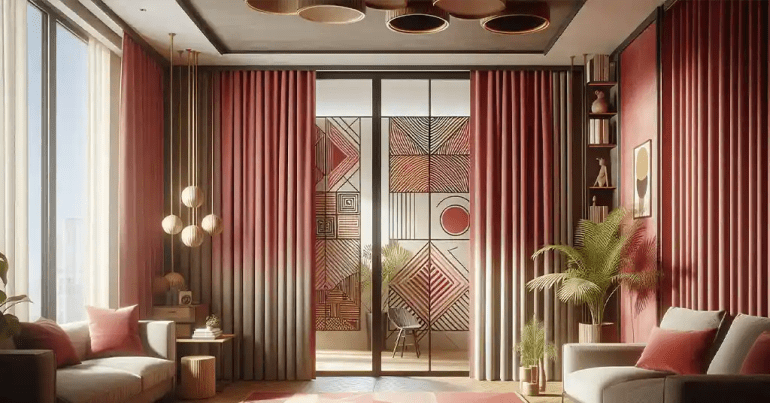 30 Idea Langsir Sliding Door 4 Panel Populer 2024 16 Corak Geometrik 2