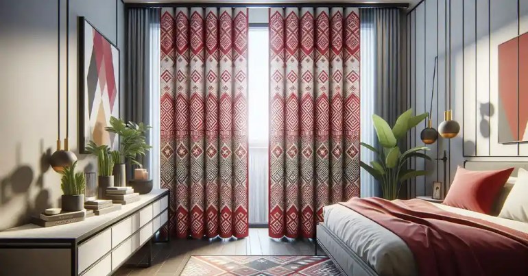 30 Idea Langsir Sliding Door 4 Panel Populer 2024 17 Corak Geometrik 3