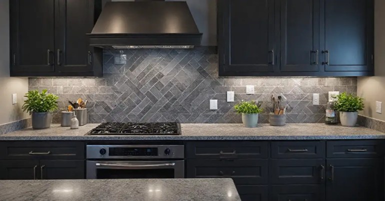 10 Senarai Kabinet Dapur Hitam Kelabu Popular 2024 8 Countertop dan Backsplash