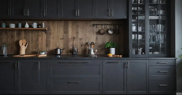 10 Senarai Kabinet Dapur Hitam Kelabu Popular 2024 7 Elemen Kayu untuk Keseimbangan