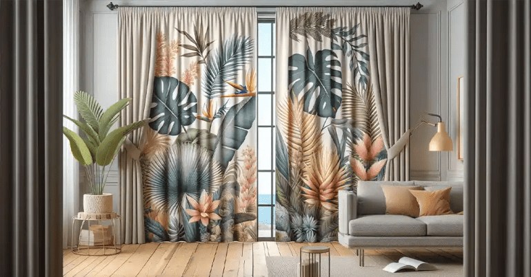 30 Idea Langsir Sliding Door 4 Panel Populer 2024 19 Gaya Tropikal dan Semulajadi 2