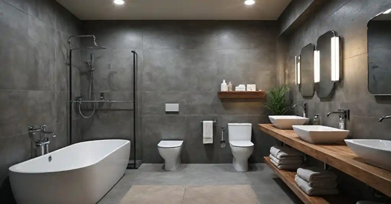 25 Design Bilik Mandi dan Tandas 2024 15 Industrial 2