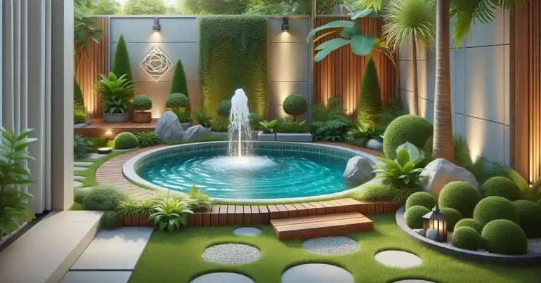 25 Landskap Taman Mini Simple di Rumah 2024 22 Kolam Mini atau Air Pancut 3