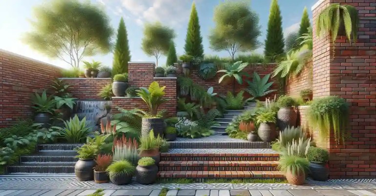 10 Idea Landskap Batu Bata Berwarna 2024 28 Kombinasi Batu Bata dengan Tumbuhan 2