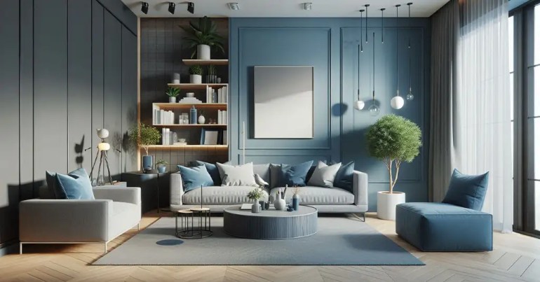 Kombinasi Warna Kelabu dan Biru