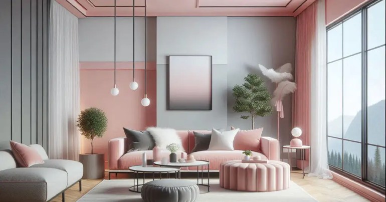 Kombinasi Warna Kelabu dan Merah Jambu