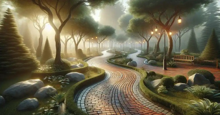 10 Idea Landskap Batu Bata Berwarna 2024 14 Laluan Pejalan Kaki Berliku 3