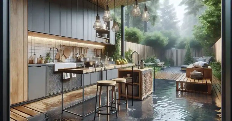 20 Idea Dapur Basah Belakang Rumah yang Simple 2024 14 Menggunakan Perabot Serba Guna 2