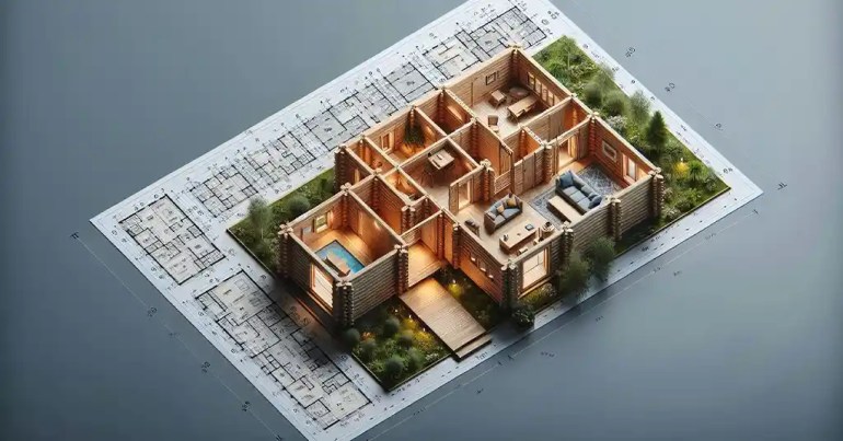 25 Pelan Rumah 4 Bilik Memanjang Simple 2024 6 Pelan Kabin Kayu