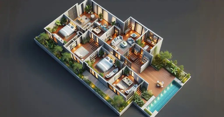 25 Pelan Rumah 4 Bilik Memanjang Simple 2024 9 Pelan Loft Urban