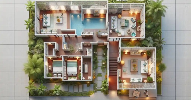 25 Pelan Rumah 4 Bilik Memanjang Simple 2024 11 Pelan Modern Tropis