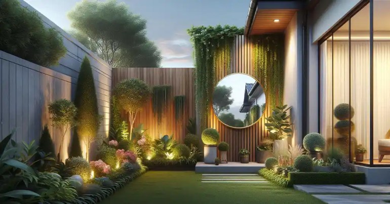 25 Landskap Taman Mini Simple di Rumah 2024 36 Penggunaan Cermin 1