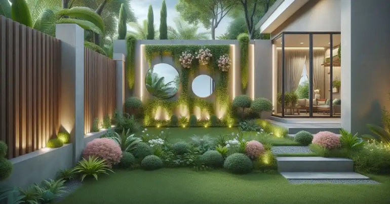 25 Landskap Taman Mini Simple di Rumah 2024 37 Penggunaan Cermin 2