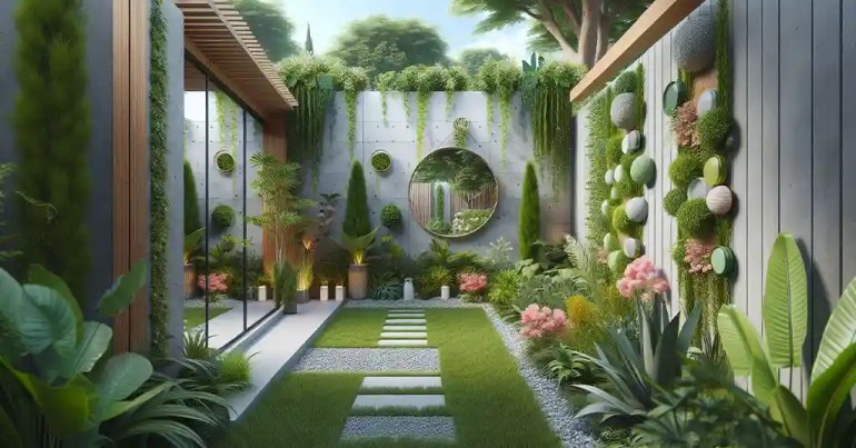 25 Landskap Taman Mini Simple di Rumah 2024 38 Penggunaan Cermin 3