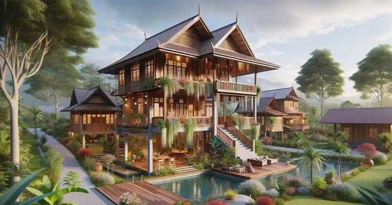 15 Design Rumah Kampung Moden Simple di Malaysia 2024 6 Perpaduan Bahan Tradisional dan Moden 3