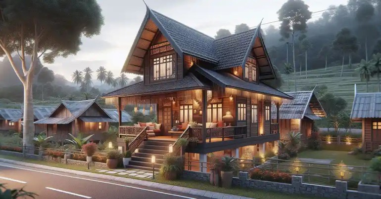 15 Design Rumah Kampung Moden Simple di Malaysia 2024 7 Perpaduan Bahan Tradisional dan Moden 4
