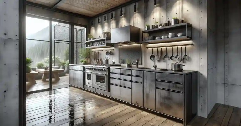 20 Idea Dapur Basah Belakang Rumah yang Simple 2024 17 Reka Bentuk Dapur Basah dengan Gaya Industri 2