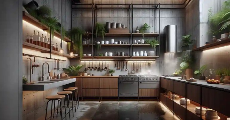 20 Idea Dapur Basah Belakang Rumah yang Simple 2024 18 Reka Bentuk Dapur Basah dengan Gaya Industri 3