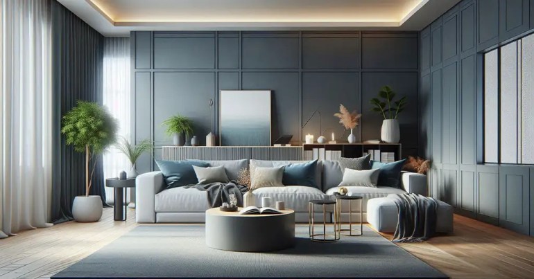 Reka Bentuk Kombinasi Warna Kelabu Untuk Ruang Tamu