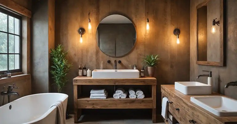 25 Design Bilik Mandi dan Tandas 2024 22 Rustic 4