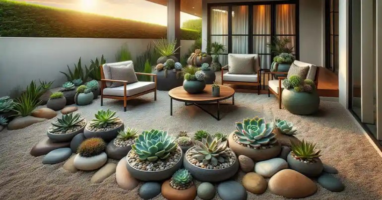 25 Landskap Taman Mini Simple di Rumah 2024 14 Taman Batu dan Sukulen 3