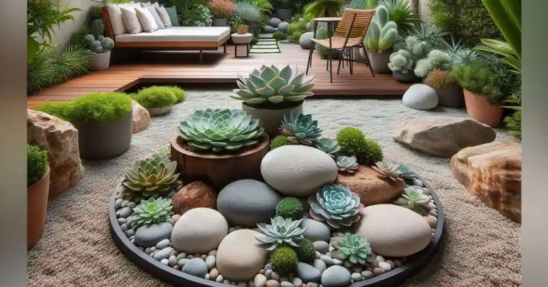 25 Landskap Taman Mini Simple di Rumah 2024 15 Taman Batu dan Sukulen 4