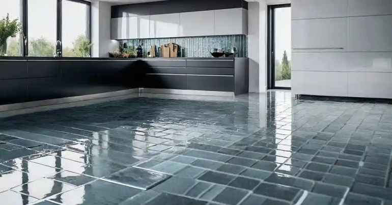 25 Idea Lantai Dapur Moden Terkini di Malaysia 2024 11 10. Jubin Lantai Kaca