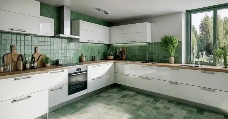 25 Idea Lantai Dapur Moden Terkini di Malaysia 2024 22 21. Lantai Jubin Kitar Semula